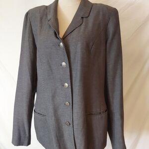 SGS Studio ClassicBlack Gray/White Striped Women's Blazer Size 16T Made in U.S.A